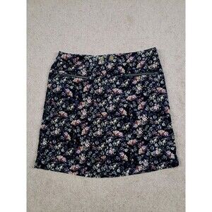 Mossimo Supply Co Black Floral Corduroy Mini Skirt Zip Pockets Size 0